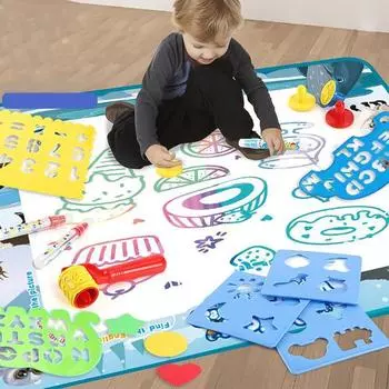 100x80 см Волшебный водный коврик для рисования Раскраска с многоразовыми волшебными ручками Доска для рисования Монтессори Развивающие игрушки Детские подарки Fruit Letters
