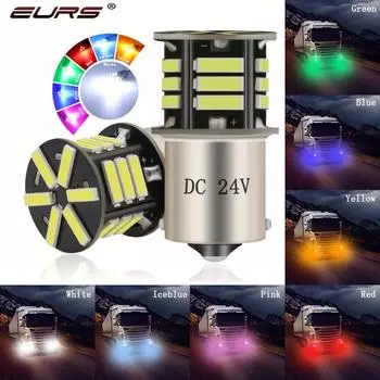 100X 24 В грузовики 1156 BA15S P21W светодиодный поворотник Canbus 7020 BAU15S PY21W BAY15D 1157 светодиодный стоп-сигнал лампа заднего хода 24 В грузовик 1156 BAU15S PY21W красный