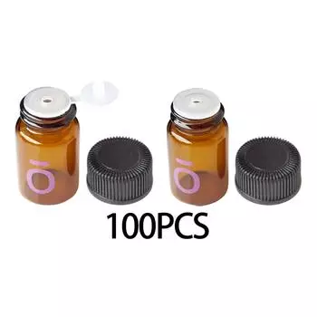 100x Мини-флаконов для эфирных масел с черной крышкой, многоразовые дорожные стеклянные флаконы