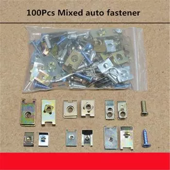 100X смешанный крепежный винт дверной панели кузова автомобиля U-образный прокладка крыла металлические зажимы