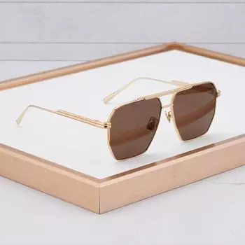 1012S многоугольные солнцезащитные очки из сплава, женские трендовые двойные носовые опоры, королевские очки ручной работы, солнцезащитные очки с защитой от ультрафиолета для мужчин No inner box