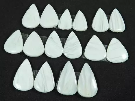 101 карат. Натуральный белый сколецит, пара, лот 08 пар, драгоценный камень 17-19 мм RQ-659