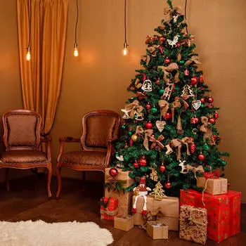 101 шт. Рождественские шары, украшения для елки, звездочки, самодельные безделушки, подвесные шары для ресторанов и фестивалей Gold