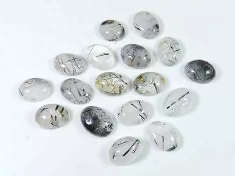 101Cts. Черный рутиловый кварцевый овальный кабошон россыпью драгоценный камень 17 шт. лот 10X13MM RQ-1509