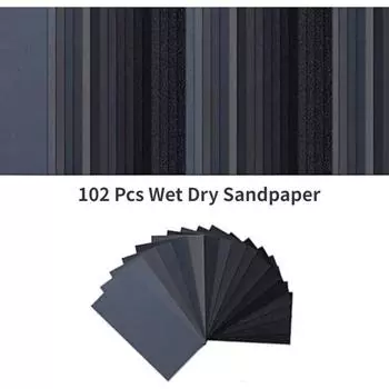102 шт. наждачной бумаги для влажной и сухой шлифовки, зернистость от 60 до 3000, ассортимент 3 X 5,5 дюйма, абразивная бумага для шлифовки автомобилей, отделки деревянной мебели 102pcs