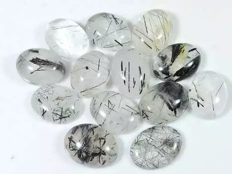 102Cts. Черный рутиловый кварцевый овальный кабошон россыпью драгоценный камень 13 шт. лот 11X15MM RQ-1523