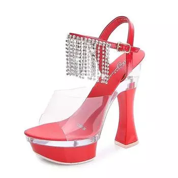 10365 Серия, босоножки на каблуке 14 см, платформе 4 см, платформе 14 см, летние непромокаемые нескользящие сексуальные универсальные сандалии с толстой подошвой, Прямая распродажа LFD 34 белый