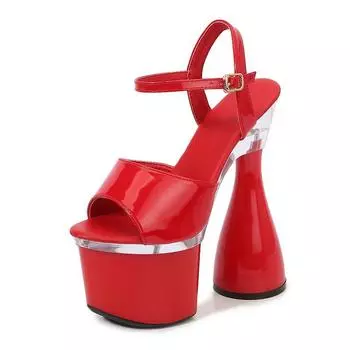 10369Series, каблук 17,5 см, платформа с рыбьим носком, платформа 8 см, пикантные босоножки на странном каблуке с круглым носком, модные модные босоножки LFD 34 белый