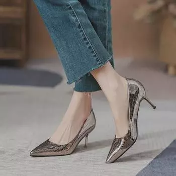 1038 Женские удобные туфли на высоком каблуке с мягкой подошвой — большой размер, профессиональные рабочие туфли на шпильке, мягкая кожа. 37