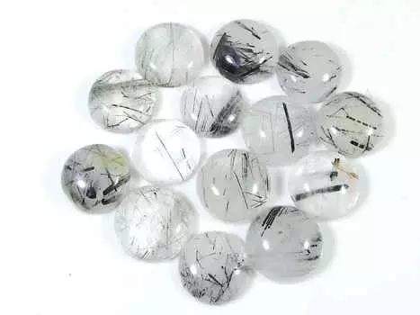 103 карата натуральный черный рутиловый кварц кабошон россыпью драгоценный камень 14 шт. лот 13X13MM RQ-1505