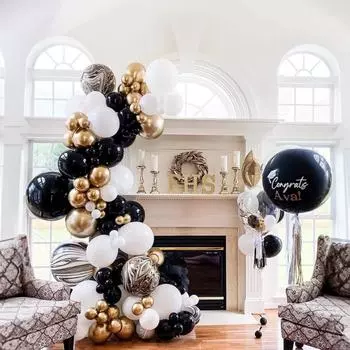 103 шт., черный и золотой воздушный шар, гирлянда, арка, комплект, хромированный латексный шар, воздушные шары для дня рождения, украшения, поставки