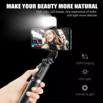 1040MM Selfie Stick Telescopic Rod Phone Tripod Mobile Stand Bluetooth Tripod Stand with Remote Control Ring Light Mini Tripod