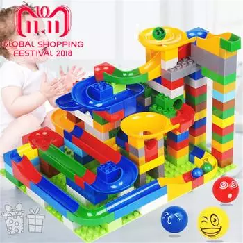 104 шт. Fun Lock Duplo Marble Race Run Maze Ball Track Строительные блоки Развивающие игрушки