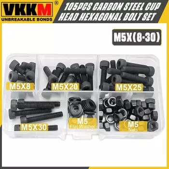 105 шт. болт с шестигранной головкой из углеродистой стали, гайка, шайба, полный комплект