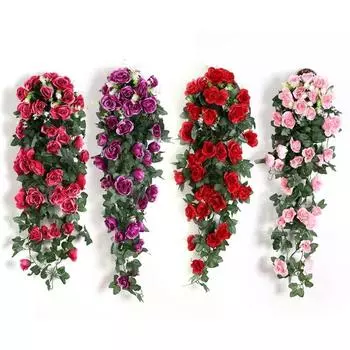 105 см искусственные цветы розы ротанг искусственные растения виноградная лоза украшения настенные украшения домашний декор арка аксессуары свадебный венок для комнаты красный