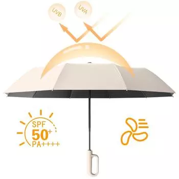 105cm Rain-Resistant UV-Resistant Umbrella with Carabiner Handle Large Strong Windproof Umbrella Dual-Purpose for Outdoor Travel зелёный