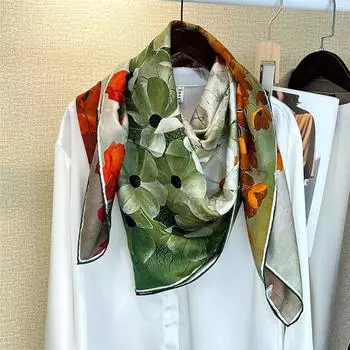 106*106 см 100% шелк тутового шелкопряда высококачественный двухсторонний квадратный шарф шаль шейный платок 106*106cm