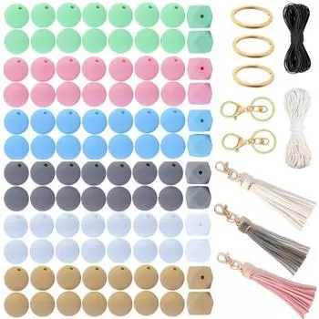 106 шт. Круглые силиконовые бусины набор для изготовления брелоков набор для изготовления ожерелий браслетов ювелирных изделий