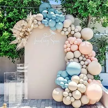 107 шт. Бохо, нейтральный пол, комплект гирлянд из воздушных шаров - розовые, синие, двойные воздушные шары с начинкой для детского душа, дня рождения, украшения свадебной вечеринки