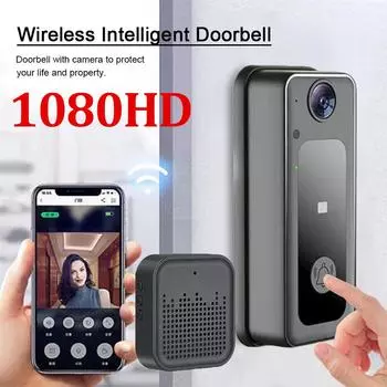1080 беспроводной WIFI дверной звонок видеодомофон дверной звонок двусторонняя передача изображения в реальном времени умный дом мини дверной звонок питание от батареи камера безопасности чёрный