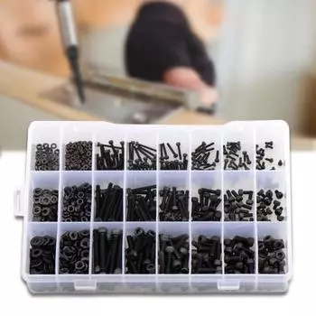 1080 шт M2/M3/M4 12,9 высокопрочный винт с шестигранной головкой, гайка, набор плоских шайб