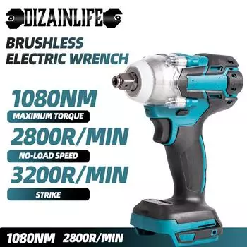 1080N.M беспроводной электрический гайковерт бесщеточный 2800 об/мин высокоскоростной автомобиль грузовик ремонт электроинструмент отвертка дрель для аккумулятора Makita