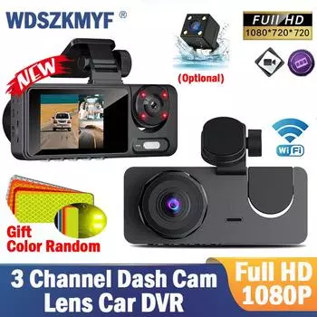 1080P 3-канальный видеорегистратор для автомобиля DVR Видеорегистратор WIFI APP Видеорегистратор Камера переднего и заднего вида Ночное видение Автомобильные аксессуары NONE