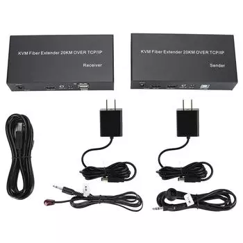 1080P 60 Гц KVM Fiber Extender HD to Fiber Converter Over Fiber Optical Single Mode Up 20Km Support US Plug