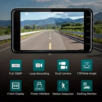 1080P Dash Cam для автомобилей 3-дюймовый сенсорный экран Автомобильный видеорегистратор Видеорегистратор Камера заднего вида для автомобиля Датчик парковки Автомобильные аксессуары