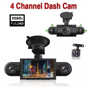 1080P Dash Cam для автомобилей 4-канальная передняя и задняя камера видеорегистратор камера заднего вида для автомобиля черный ящик автомобильные аксессуары 0GB чёрный