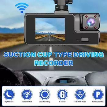 1080P Dash Cam Три камеры для автомобилей WIFI Передняя и внутренняя запись Автомобильный видеорегистратор