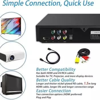 1080P DVD-плеер HD Защита глаз Интеллектуальная коррекция ошибок EVD Студенческий бытовой CD-плеер Новый 223*193*45 мм