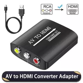 1080P HD AV RCA To HDMI-Compatible Composite Adapter Audio Video Converter With USB Cable CVBS For N64 Wii PS1/2/3 Xbox One SNES чёрный