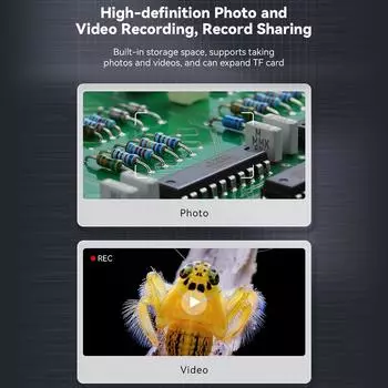 1080P Мини Микроскоп для Детей 500X Карманный Цифровой Микроскоп Светодиодная Подсветка Фиксированный Фокус Поддержка Фото чёрный