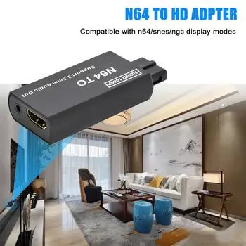 1080P N64 To HDMI-compatible Converter Game Adapter And Play Adapter Plug 64/NGC/SNES Cable HD P7K2 black-one-size