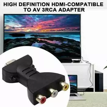 1080P RCA AV в HDMI-совместимый композитный адаптер-конвертер аудио-видео кабель HDMI-совместимый в AV с USB-кабелем для HD TV BOX чёрный