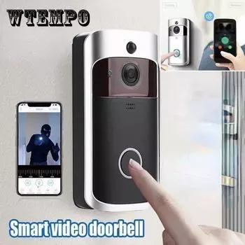 1080P Wi-Fi умный беспроводной дверной звонок безопасности HD видеодомофон запись видеодомофон беспроводной дверной звонок камера ночного видения чёрный