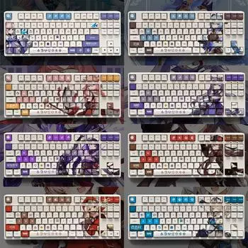 108 клавиш Genshin Impact Theme Keycaps PBT Аниме Keycap Механическая клавиатура для Cherry MX Многоцелевая игровая клавиатура Декор Подарок