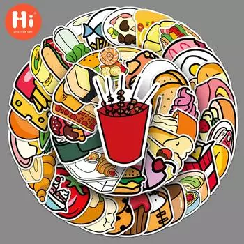 108 мультяшная еда, милая ручная роспись, оригинальная открытка, ручная книга, детская;s награда декоративная наклейка на чемодан с чашкой воды