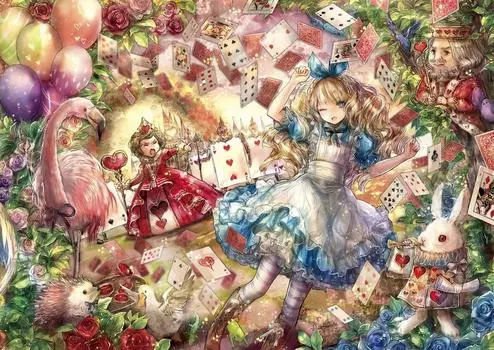 108 Piece Jigsaw Puzzle Fantastic Queen of Hearts and Playing Cards Art~ONINEKO~ (18.2x25.7cm)