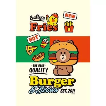 108 Piece Jigsaw Puzzle - Line Friends Burger (Mini) (Framed), popular Korean puzzle