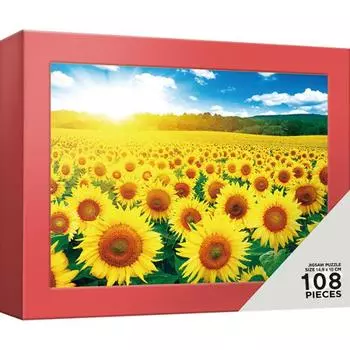 108-piece jigsaw puzzle - Sunflower field (mini) (case frame), popular Korean puzzle