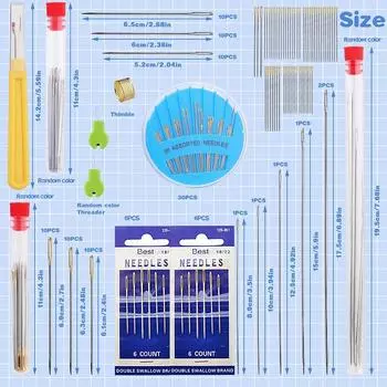 108 шт. швейных игл 6 длинных больших швейных игл для ручного шитья, полный набор для ежедневного использования и создания поделок