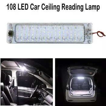 108 светодиодных панелей, автомобильная внутренняя лампа для чтения, высокая яркость, освещение салона для фургона, грузовика, автофургона, лодки, кемпера, полоса освещения 12 В-24 В