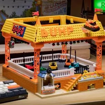 1099PCS Ideas Bumper Cars Building Blocks Set, Street View Amusement Park Model JD037 Обучающие магнитные игрушки для детей в подарок