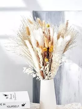 109 шт. Натуральные помпы, сушеные цветы, букет из пампасной травы с хвостиками кролика для домашнего декора в стиле бохо, свадебная цветочная композиция, деревенская вечеринка в фермерском доме разноцветный