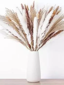 109 шт. сухоцветов помпас натуральный сушеный пампас трава букет с хвостиками кролика для бохо домашнего декора, свадебная цветочная композиция деревенская вечеринка в фермерском доме разноцветный