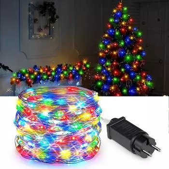 10-100 м светодиодные гирлянды из медной проволоки, гирлянды, гирлянды, праздничные, свадебные огни, рождественский декор, гирлянда из ламп 10M разноцветный
