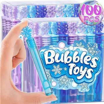 10/100 шт мини-пузырьковые трубки в форме снежинки, пузырьковая палочка, пустая бутылка, рождественский день рождения, декор для вечеринки, креативные детские игрушки, подарки 20PCS