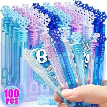 10/100 шт пластиковая игрушка-пузырьковая трубка снежинка палочка трубка мыло пустые бутылки свадьба день рождения вечеринка украшения для дома рождественские подарки